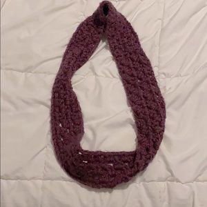 Purple knit circle scarf